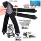 Holdup Brand 2 inch wide Black X-Back Ski-Up Suspenders With USA patented Jumbo Black Gripper Clasps
