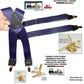 Holdup Brand Dark Blue with Red Dot Pattern X-back Suspenders USA Patented No-slip Clips