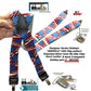 Holdup Brand America Flag Pattern Designer series X-back Suspenders with USA Patented No-slip Silver Clips
