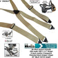 HoldUp Big and Tall XL No-buzz Airport Friendly TAN Suspenders with Patented Gripper Clasps
