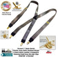 Holdup Brand Pewter Grey Satin Finished Formal Series 1" wide Suspenders X-back Gold clips