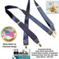 Holdup Brand Deep Steel Blue Satin Finish Suspenders In X-back style With Patented Gold Tone No-slip Clips