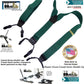 Holdup Brand Dark Hunter Green Dual Clip Double-Up Style Suspenders with Y-Back crosspatch and Patented no-slip clips