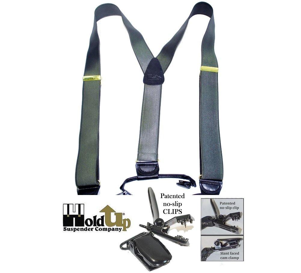 HoldUp Suspender Company Corporate Series Double-ups in Satin Finish Charcoal Gray color with black No-slip Clips