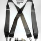 Hold-Ups Charcoal Grey 1-1/2" Wide Suspenders X-back with Silver-tone no-slip Clips