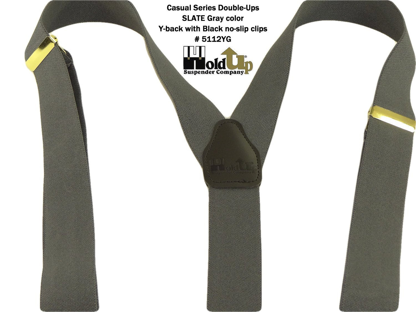 Hold-Ups Slate Grey Casual Series Dual No-slip clip Men's dressy Suspenders with Y-back
