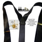Hold-Ups Black 1 1/2" Satin Finish Suspenders Y-back Patented No-slip Gold Clips