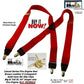 Holdup brand XL Fire Engine Red X-back Style Suspenders for the Big and Tall man with Patented No-slip Gold-tone Clips