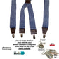 HoldUp Suspender Company's Dark Blue Denim X-back Suspenders in 1 1/2" width and USA Patented No-slip Nickel plated Clips