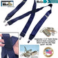 Holdup Suspender Company Steel Blue Satin Finish Corporate Series Suspenders X-back with Patented No-slip Silver Clips