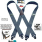 Holdup Brand Charcoal Grey X-back Classic Series Suspenders With Black Gripper Clasps