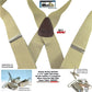 Classic Series Hold-up brand  light Tan clip-on X-back basic Suspenders with USA Patented Silver no-slip clips