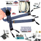 Holdup Brand Dark Blue Denim color Dual Clip Double-Ups style Dressy Suspenders with Patented No-slip clips