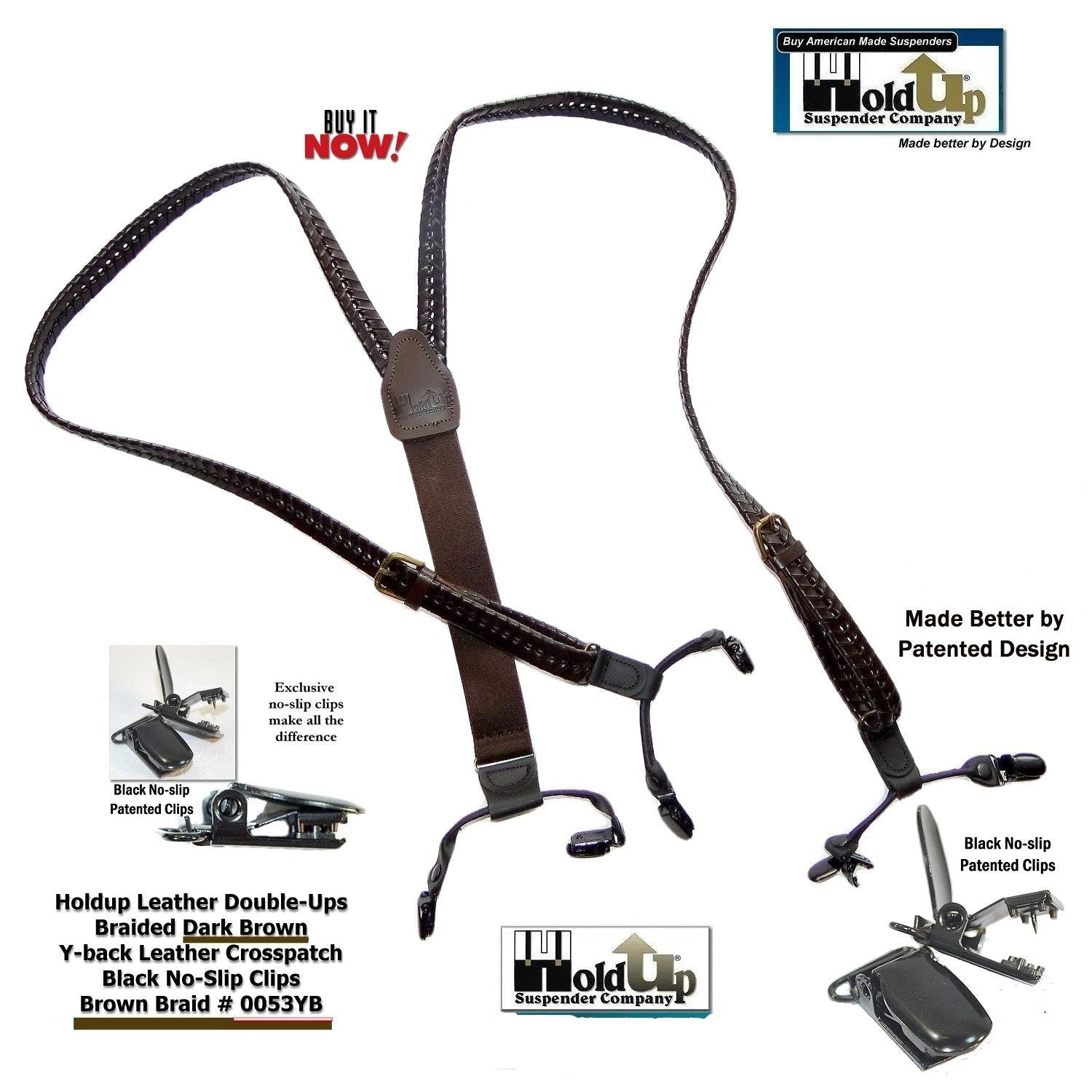 Hold-Ups Brown Bonded Leather 1 Belt Strap Men's Suspenders –  Holdup-Suspender-Company