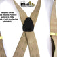 Jacquard Series Elddis diamond Pattern Tan X-back Holdup Suspenders with USA Patented No-slip Gold-tone Clips