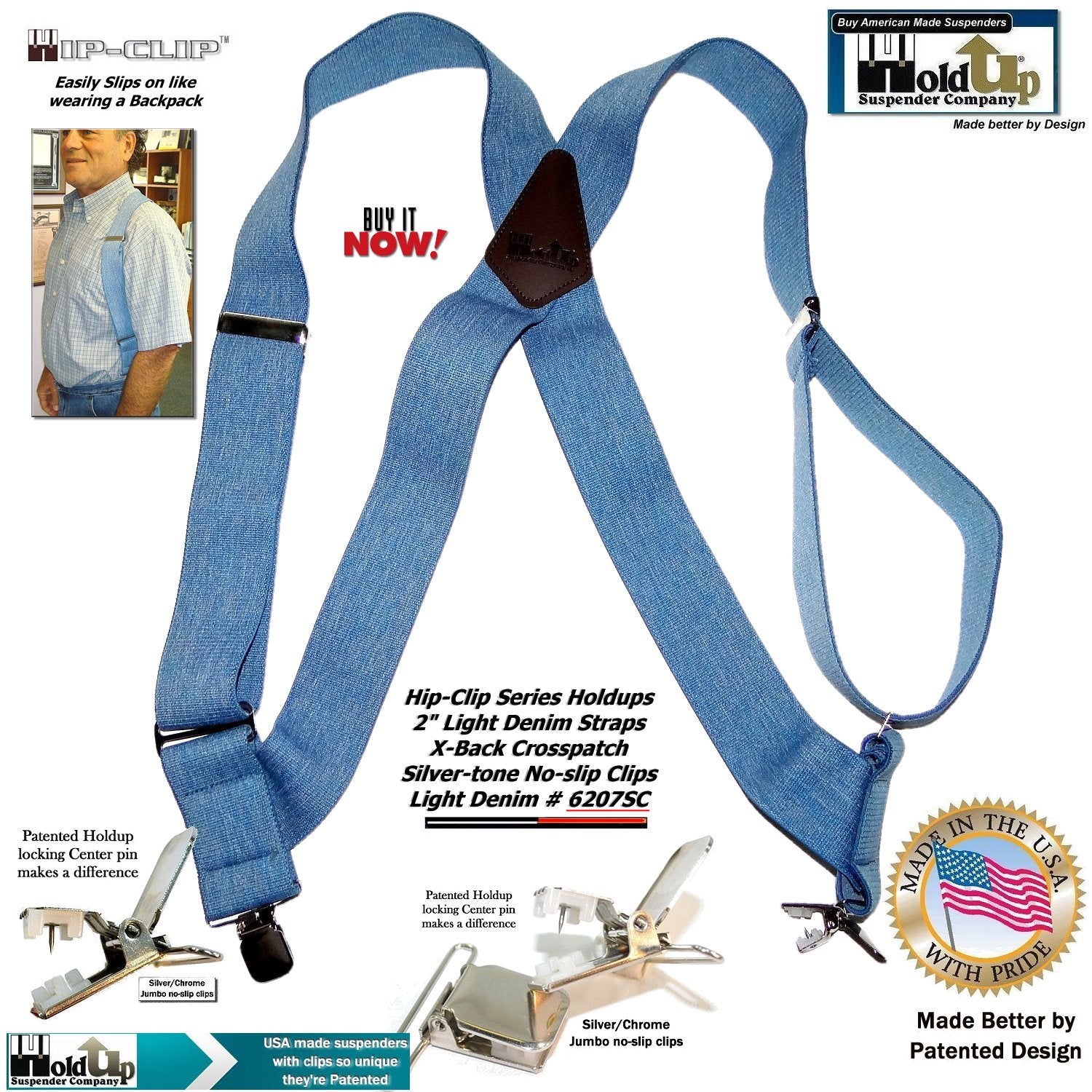 20) Hold-Up Suspenders Heavy Duty JUMBO Nickel Plated Metal No-Slip Clips