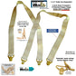 Holdup Brand Under-Up Series light tan hidden Suspenders with patented Tan Gripper Clasp