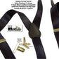 Holdup Brand Black Formal Series 1" Satin Finished Suspenders in Y-back with Gold No-slip Clips