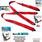 Hold-Ups Red Snow Ski Suspenders, USA Patented Gripper Clasps X-Back 1 1/2" wide