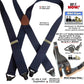Holdup Brand XL Black Snow Ski-Ups Suspenders 1 1/2" wide with a USA Patented Gripper Clasps X-back