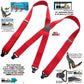 Holdup Brand 42" Teen Red X-back Suspenders 1 1/4" wide with USA Patented Gripper Clasps