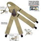 Holdup Contractor Series SunTan beige Wide Work Suspenders in X-back style with USA Patented No-slip Silver Clips