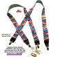 Holdup Brand America Flag Pattern Designer series X-back Suspenders with USA Patented No-slip Silver Clips