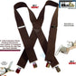 Holdup Heavy Duty Chestnut Brown Work Suspenders with USA patented Jumbo Silver No-slip Clips