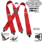 Holdup Heavy Duty Logger RED 2" Wide X-back Work Suspenders with USA Patented Gripper Clasps