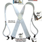 Holdup Suspender Contractor Series Bakers White 2" Wide Work Suspenders in X-back style with USA Patented Jumbo Gripper Clasps
