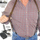 Hold-Ups Brown Bonded Leather 1" Belt Strap Men's Suspenders with USA Patented No-slip Clips