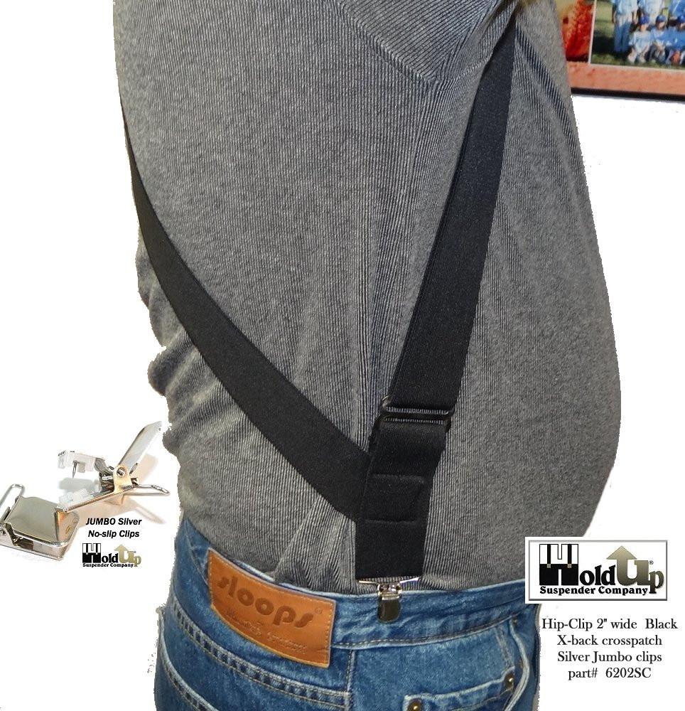 Black Heavy Duty Trucker Style 2 Wide Hip-Clip Suspenders