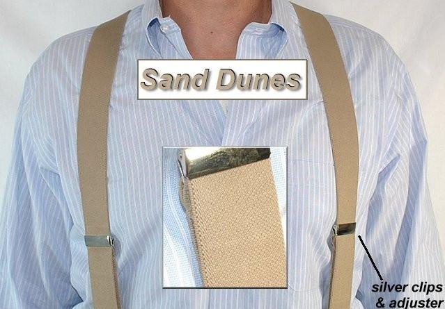 Holdup Brand Sand Dunes Tan Casual Series Suspenders in Y-back style with Silver Tone No-slip Clips