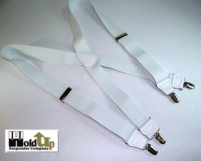 Hold-Ups All White, 1 1/2" wide Casual Series in X-back with USA Patented No-slip Nickel chrome clips