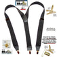Hold-Ups Y-back All Black Casual Series Suspenders USA Patented No-Slip Gold Clips