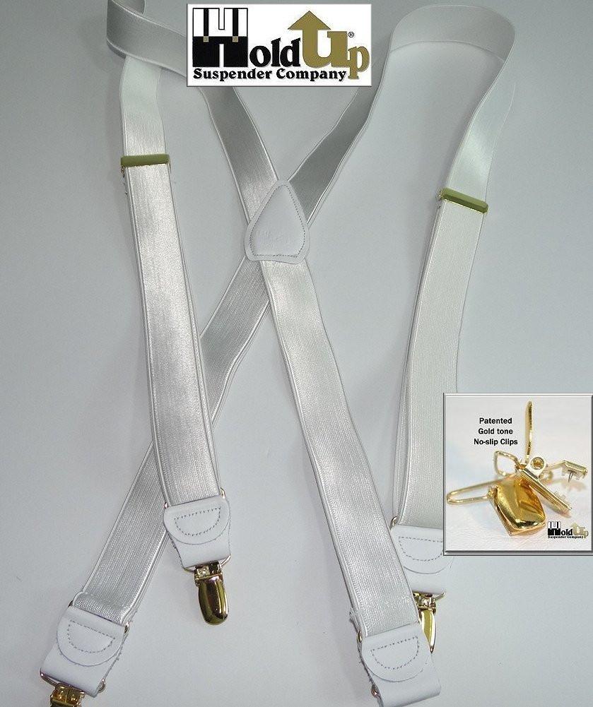 Hold-Ups 1 wide Satin finish White Formal Suspenders – Holdup
