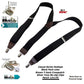 Holdup Suspender Company's Black Pack Casual Series 1 1/2" wide Y-back Suspenders with USA Patented No-slip Nickel Clips