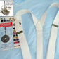 Hold-Ups All White 1 1/2" wide Casual Series Suspenders Y-back USA patented silver No slip clips