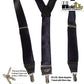 Hold-Ups Black Sapphire 1 1/2" Satin Finish Suspenders Y-Back No-slip Silver Clips