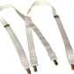 Hold-Ups 1" wide Satin finish White Formal Suspenders X-back USA Patented No-slip gold clips