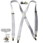 Hold-Ups X-back 1" wide Formal Satin Finish White Suspenders with USA Patented No-slip Silver Clips