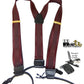 Burgundy Cordovan Dual-clip Men's Holdup Suspenders with Tone-on-tone Jacquard weave with patented no-slip clips