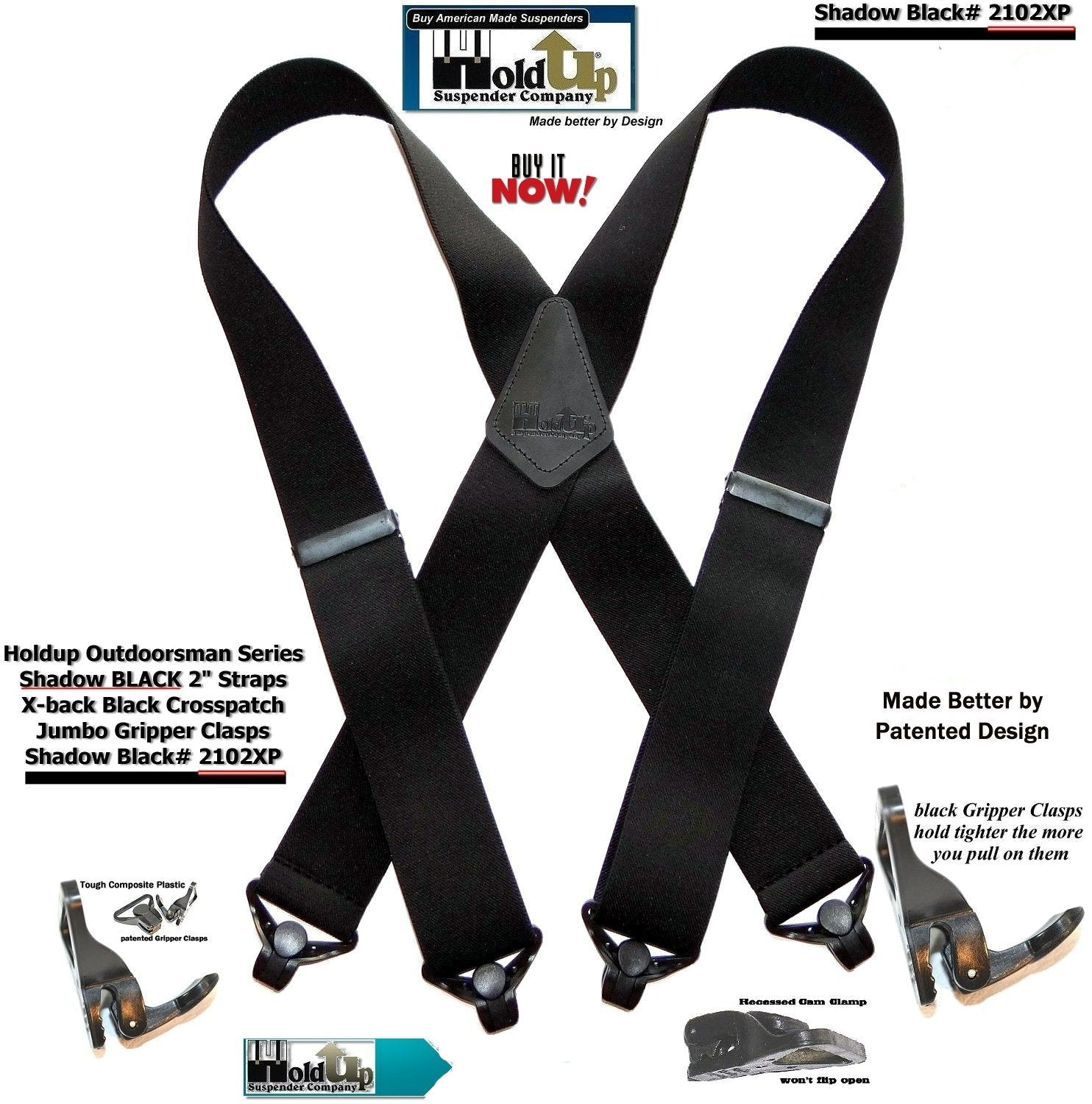 MENDENG Black Suspenders for Men Heavy Duty Clips X Back