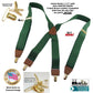 Holdup Brand Hunter Green Men's Clip-On Suspenders with X-Back Style and Gold No-slip Clips
