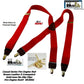 Holdup's Fire Engine Red Casual Series Suspenders in X-back Style with USA Patented No-slip Gold Clips