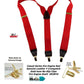 Hold-Ups Red Casual series 1 1/2" wide Suspenders Y-back with Patented No-slip Gold Clips