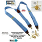 Holdup Suspender Company's Light Blue Denim Y-back Suspenders 1 1/2" width with USA  Patented No-slip Gold-tone Clips