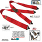 Extra Long XL Logger RED Holdup work Suspenders with USA Patented Gripper Clasps