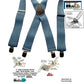 HoldUp Brand Blue Denim Clip-on Wide Work Suspenders with Silver No-slip Clips