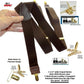 Dark Java Brown Casual Series Holdup Y-back Suspenders with Patented No-slip Gold-tone Clips